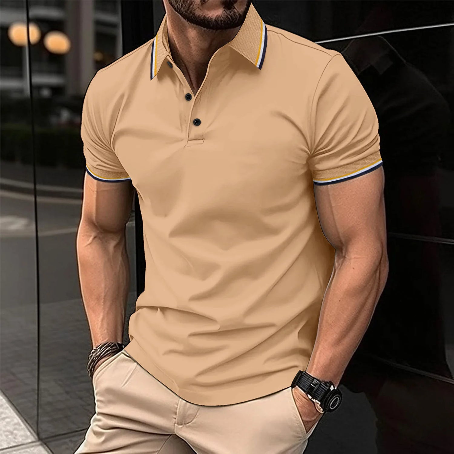 Summer casual polo shirt men