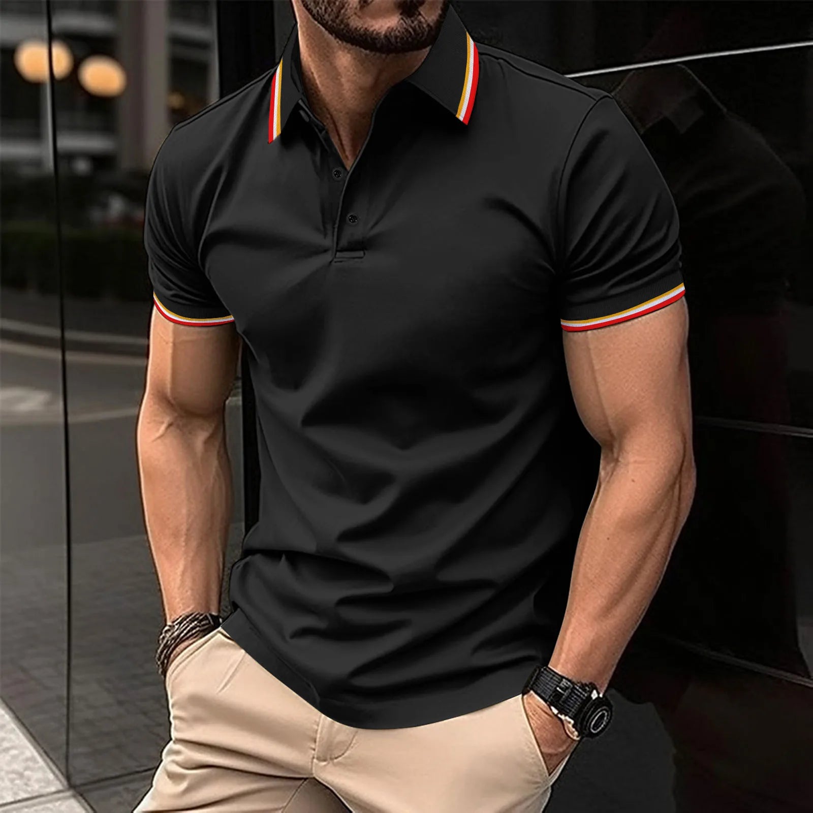 Summer casual polo shirt men