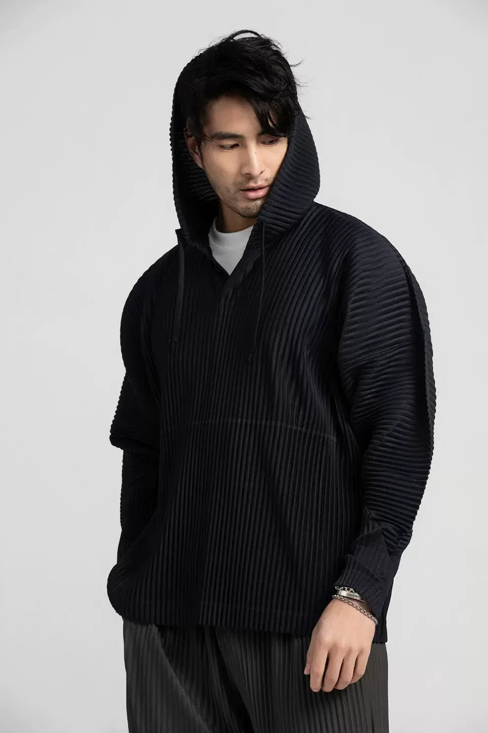 Miyake Pleated Hoodies For Men