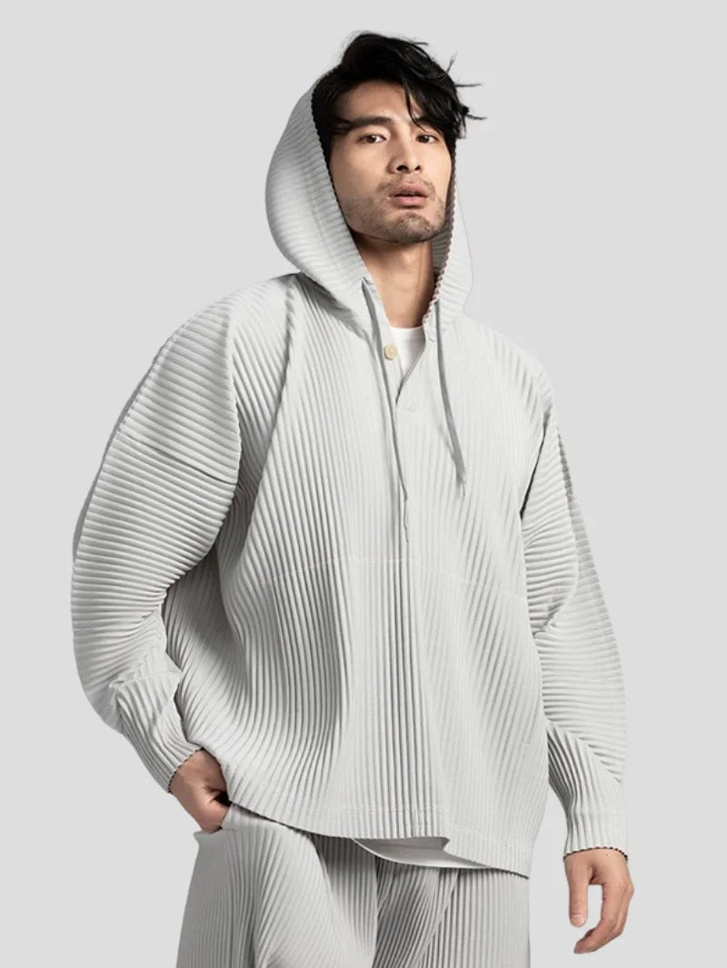 Miyake Pleated Hoodies For Men