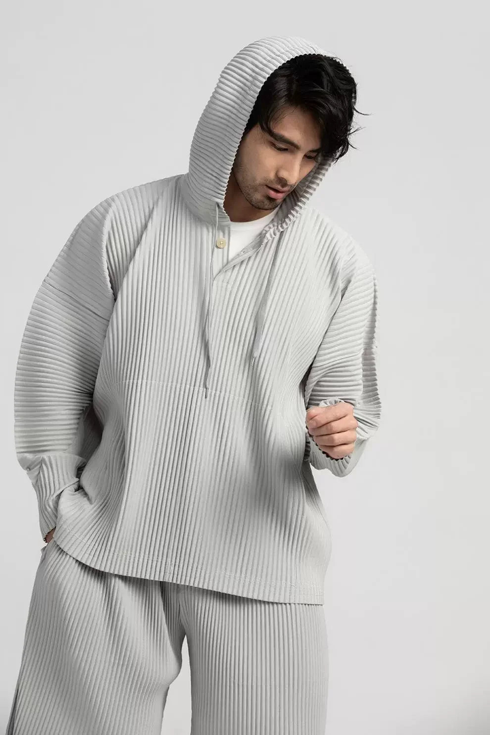 Miyake Pleated Hoodies For Men