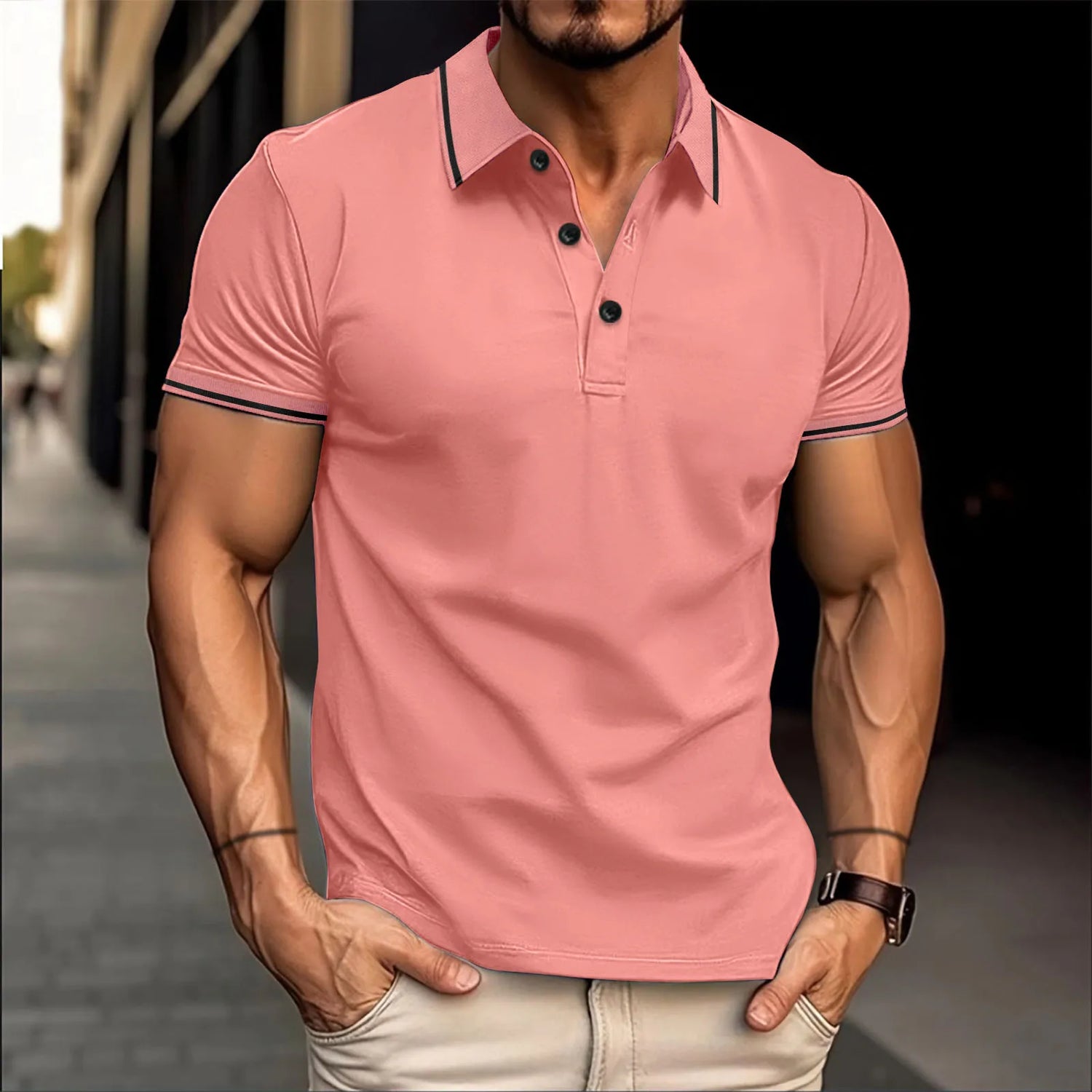 Summer casual polo shirt men